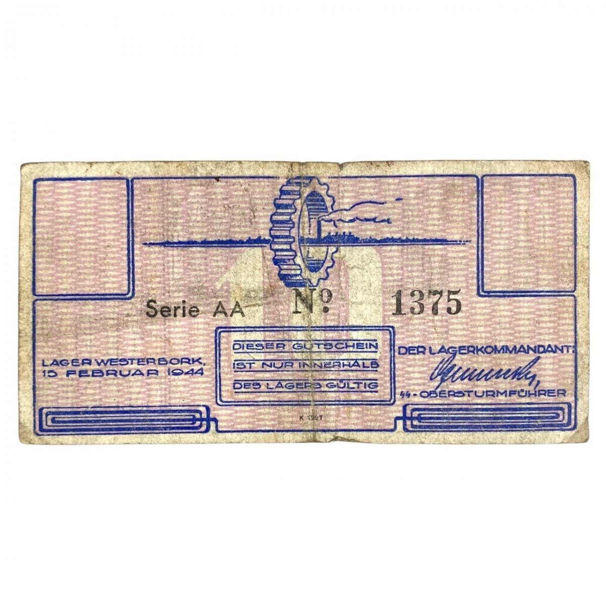 Original WWII Dutch 'Durchgangslager' Westerbork banknote — image 2