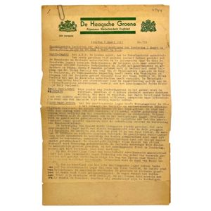 Original WWII Dutch resistance newspaper – De Haagsche Groene