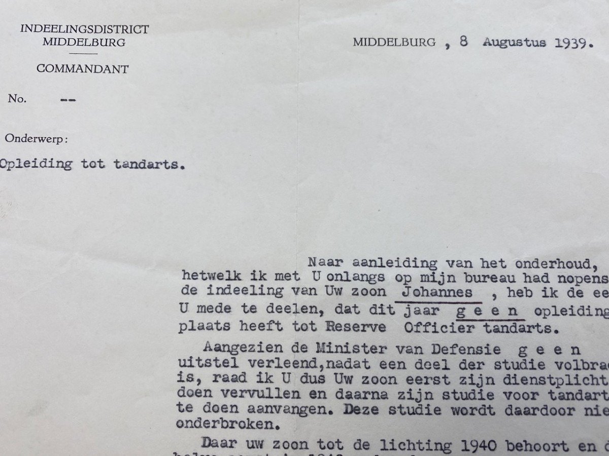 Original Pré 1940 Dutch army document Dentist training – Yerseke/Woerden — image 4