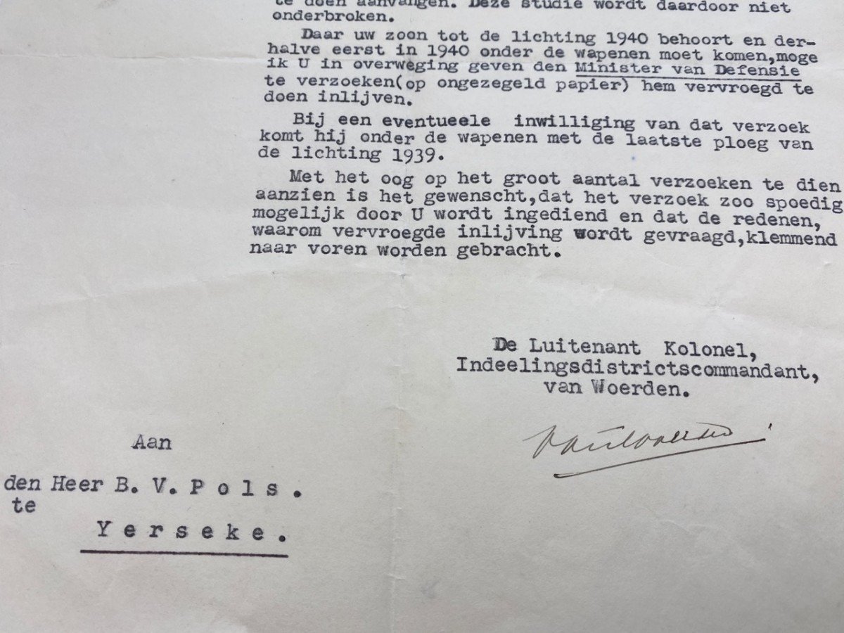 Original Pré 1940 Dutch army document Dentist training – Yerseke/Woerden — image 5