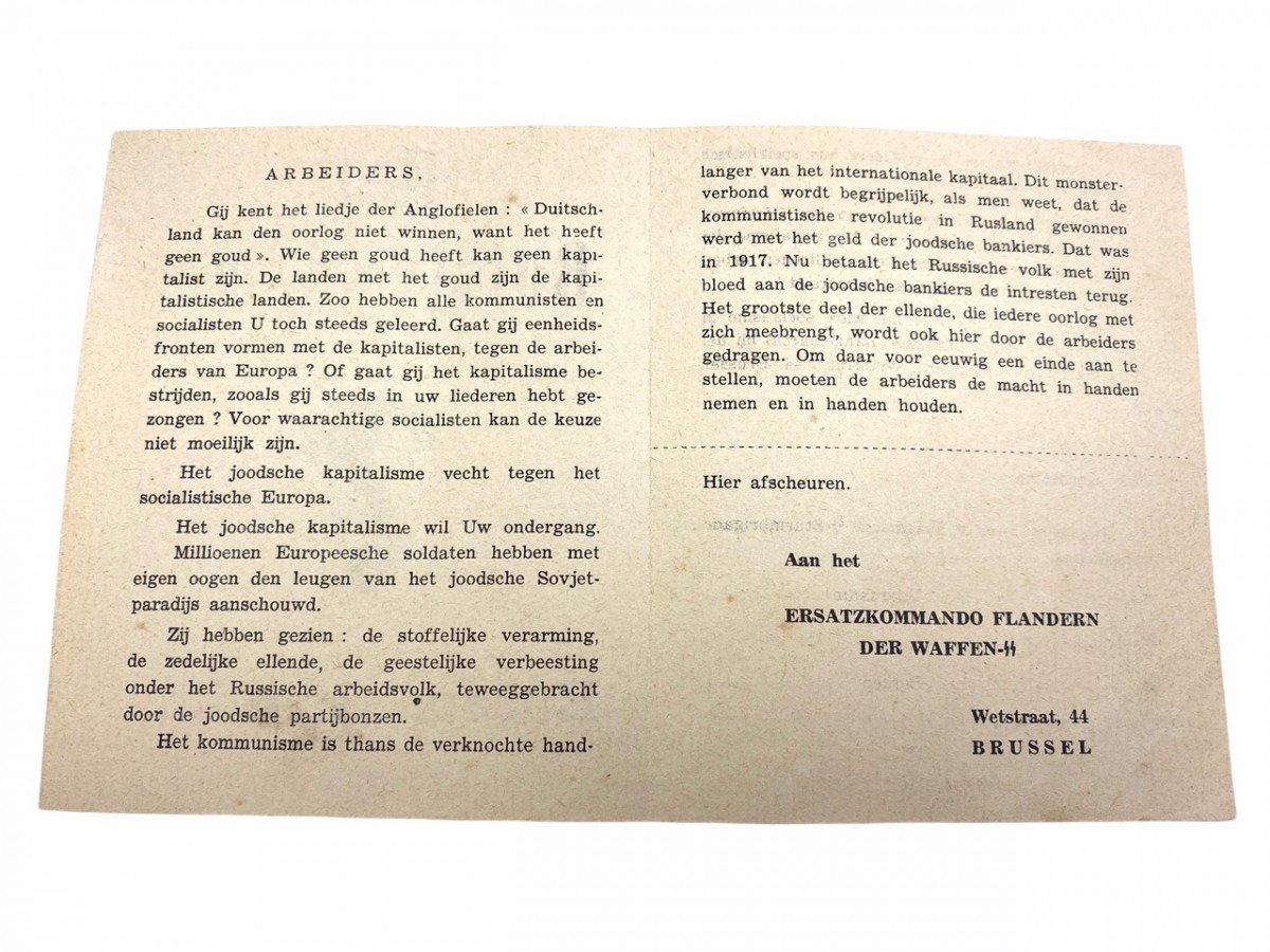 Original WWII Flemish SS-Sturmbrigade Langemarck recruitment flyer — image 2