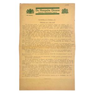 Original WWII Dutch resistance newspaper – De Haagsche Groene
