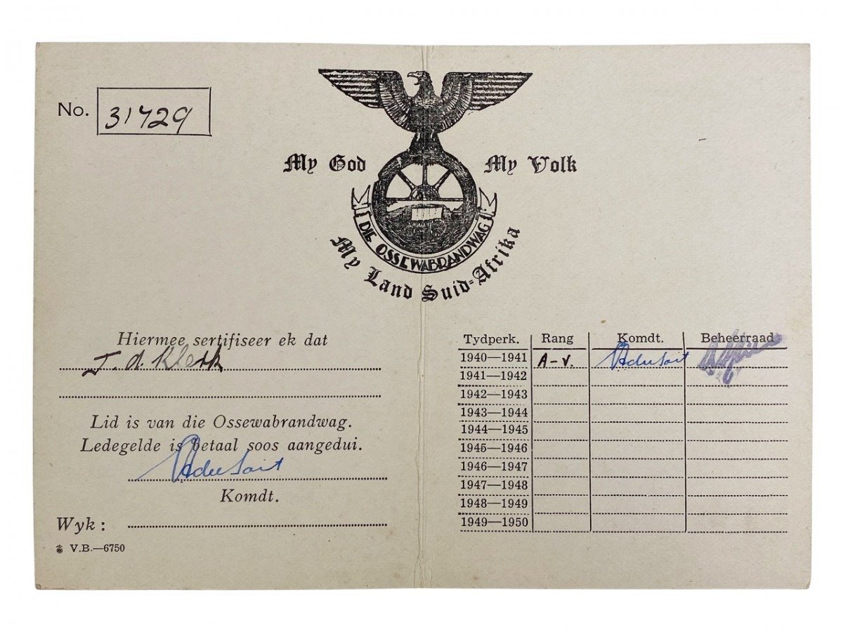 Original WWII South African fascists organization 'Ossewabrandwag' grouping J.D. Klerk — image 11