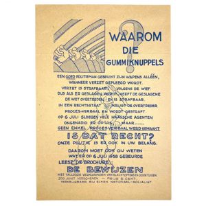 Original WWII Dutch NSB flyer – Waarom die gummiknuppels?
