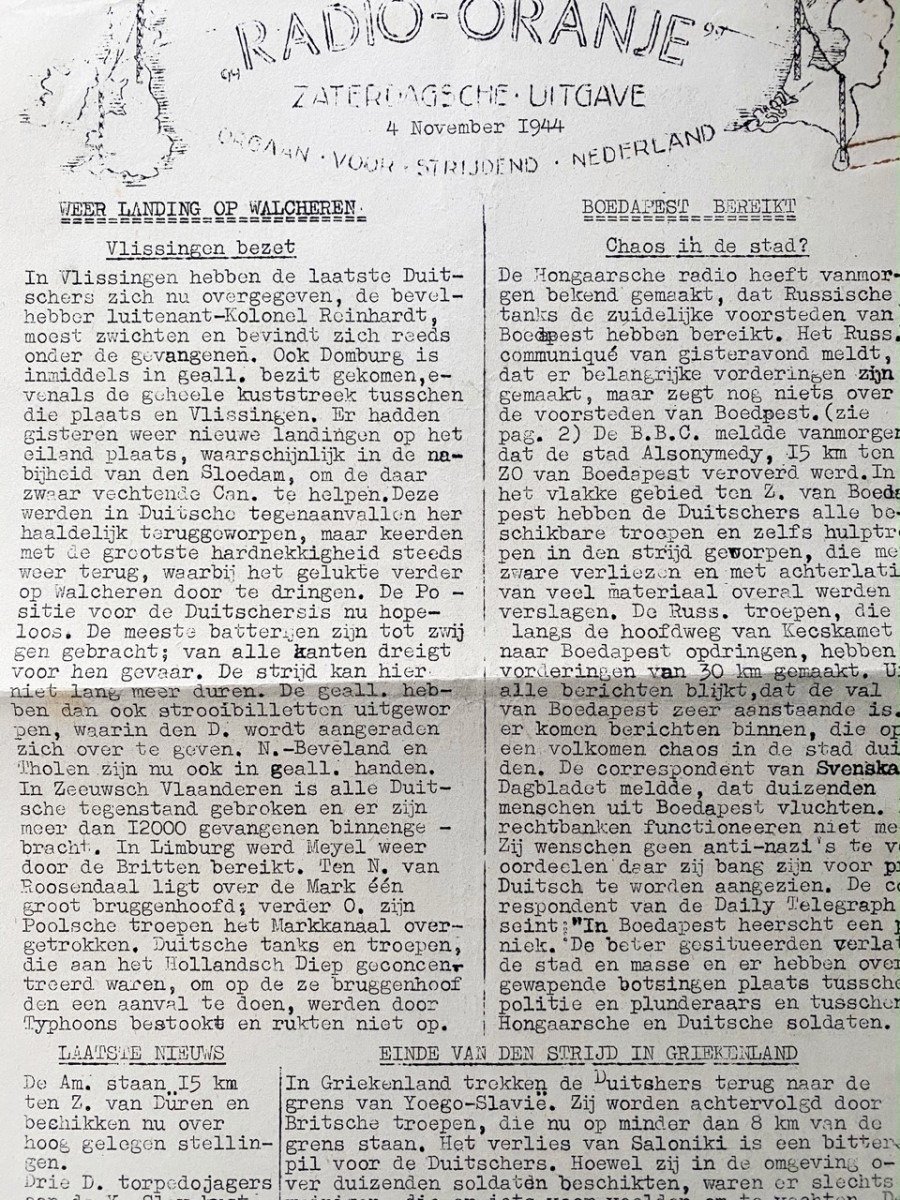 Original WWII Dutch resistance 'Radio Oranje' newspaper – Walcheren/Vlissingen/Hürtgen news — image 5