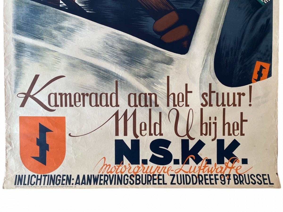 Original WWII Belgian NSKK volunteer poster — image 3