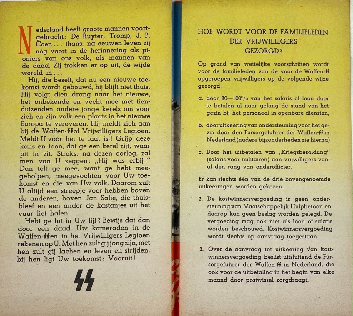 Original WWII Dutch Waffen-SS volunteer recruitment leaflet/poster — image 2