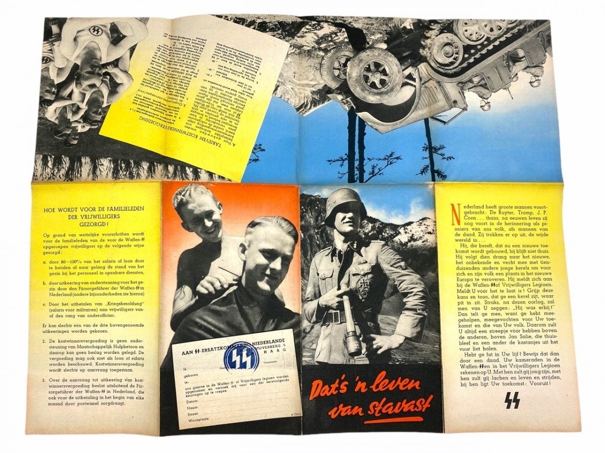 Original WWII Dutch Waffen-SS volunteer recruitment leaflet/poster — image 6