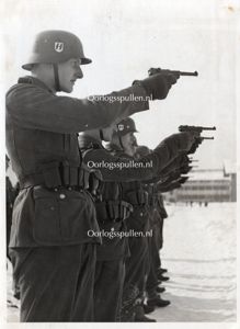 Original WWII Dutch Waffen-SS volunteers photo – Pistol training