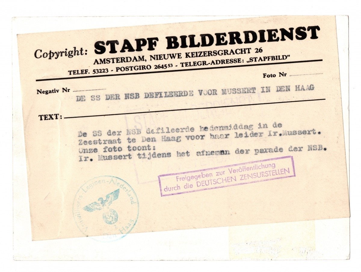 Original WWII Dutch SS photo – Feldmeijer and Mussert — image 2