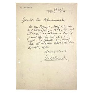 Original WWII Dutch NSB handwritten Max Blokzijl letter