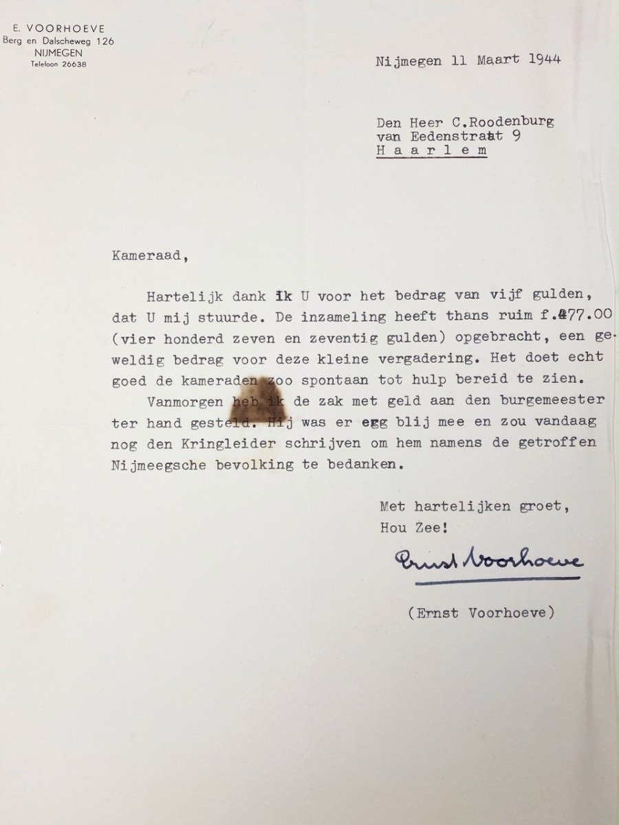 Original WWII Dutch NSB letter with signature Ernst Voorhoeve — image 2