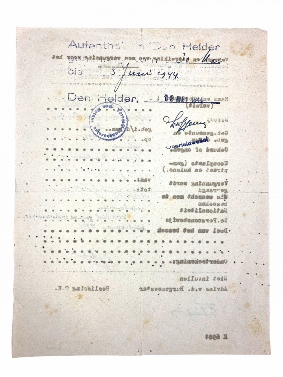 Original WWII Dutch documents 'Verteidigungsbereich Den Helder' — image 6