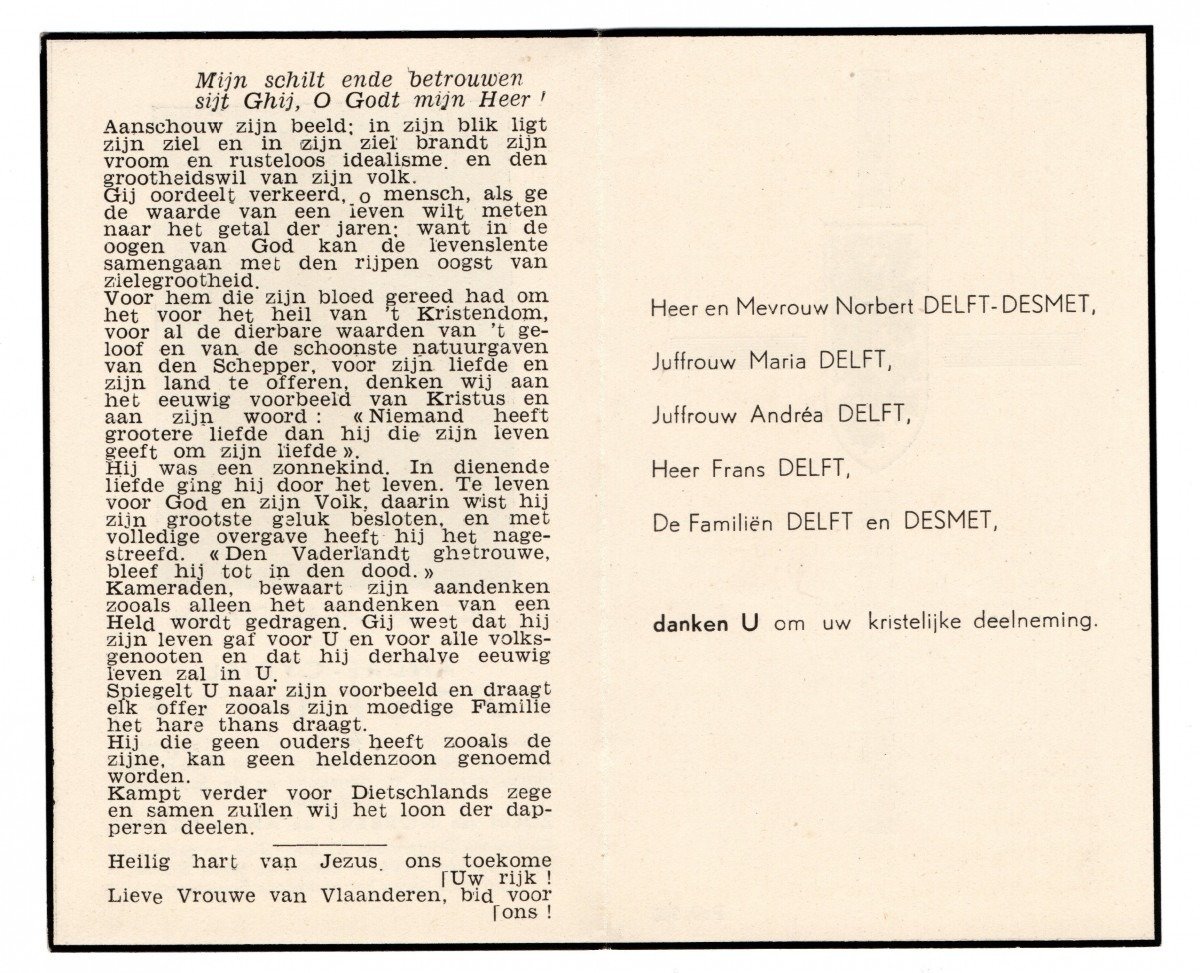 Original WWII Flemish Waffen-SS 6. SS-Freiwilligen-Sturmbrigade Langemarck death card — image 3