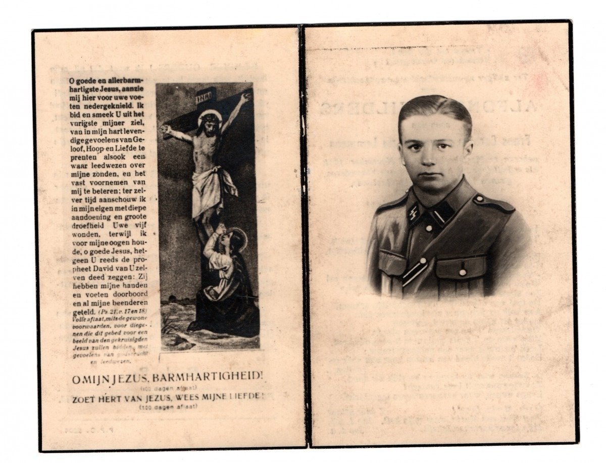 Original WWII Flemish Waffen-SS volunteer legion Alfons Schilders death card — image 4