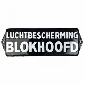 Original WWII Dutch 'Luchtbescherming' Blokhoofd enameled sign