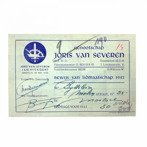 Original WWII Flemish Verdinaso 'Joris van Severen' society membership card