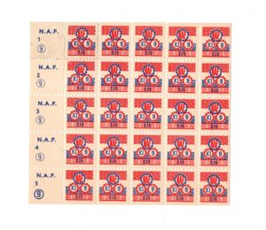 Original WWII Dutch N.A.F. sheet with stamps