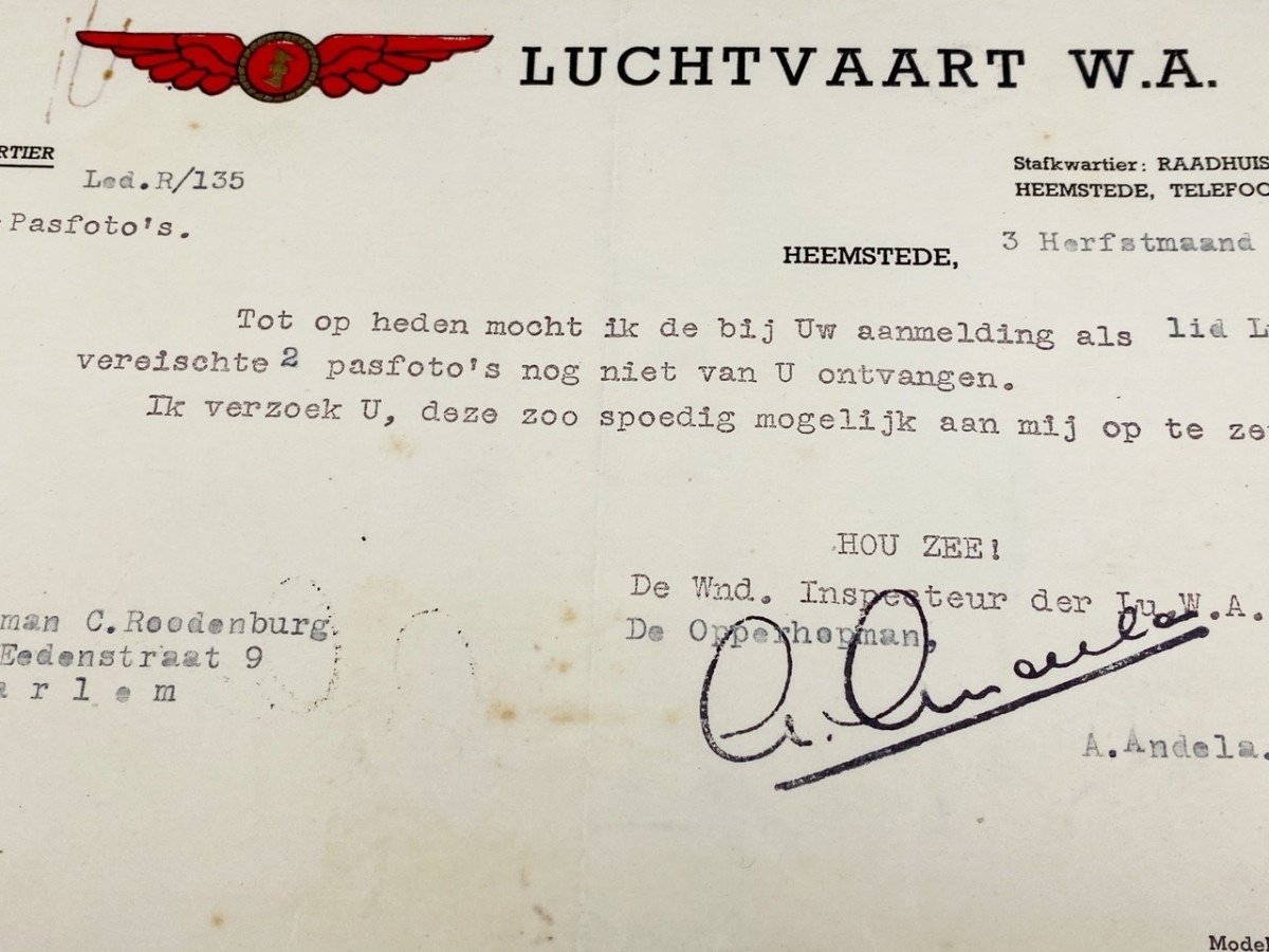 Original WWII Dutch NSB Luchtvaart W.A. (Aviation department) set — image 3