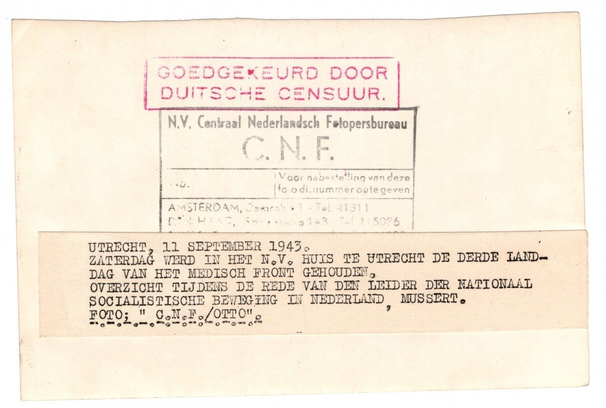 Original WWII Dutch Medisch Front photo – Anton Mussert in Utrecht — image 2