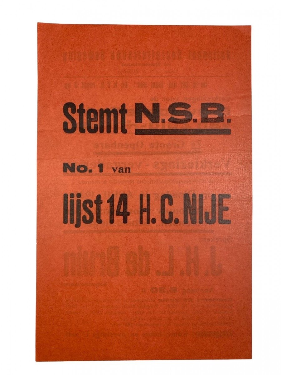 Original WWII Dutch NSB flyer 'Elections for province Zuid-Holland' — image 3