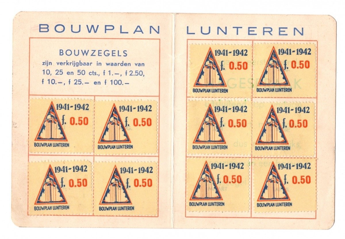 Original WWII Dutch NSB building card Lunteren – Bussum — image 2