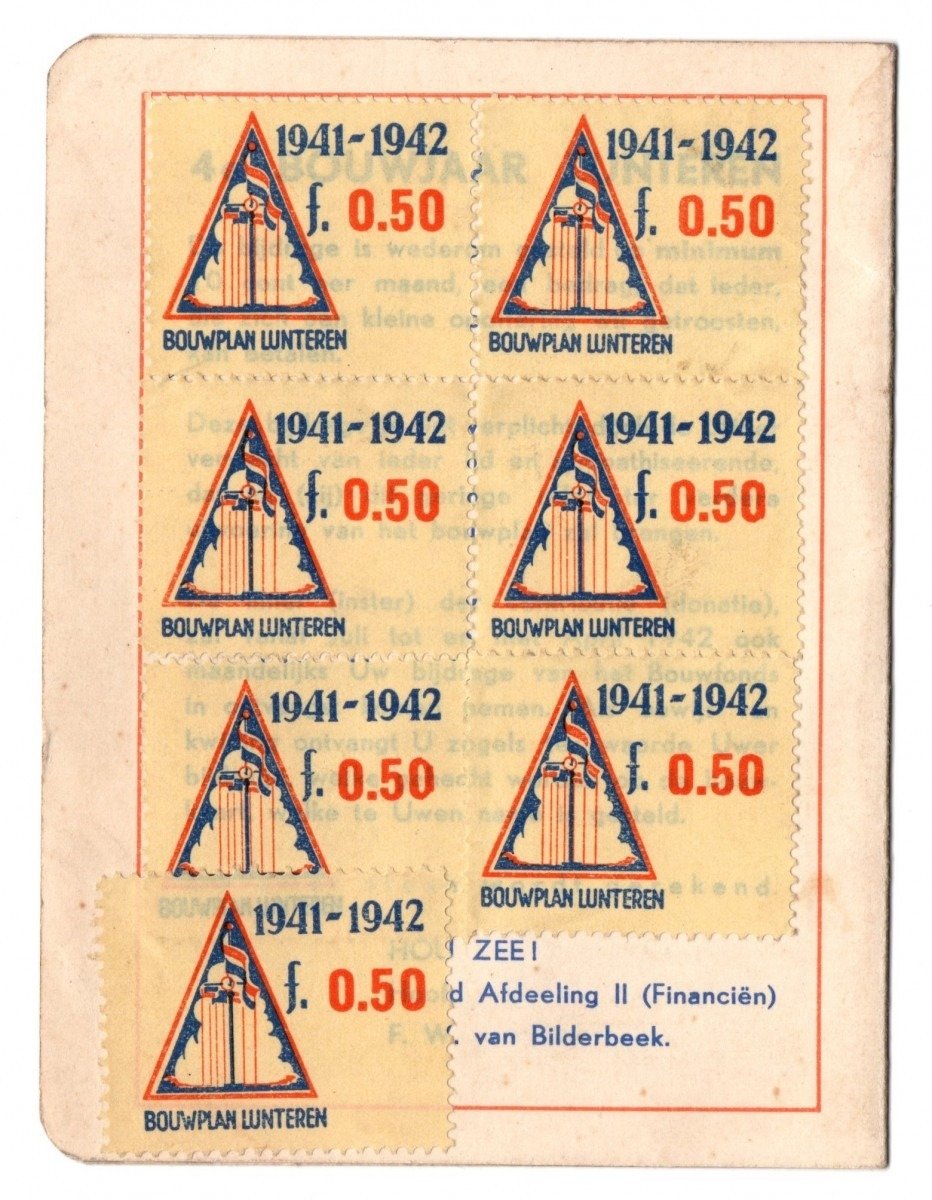 Original WWII Dutch NSB building card Lunteren – Bussum — image 3