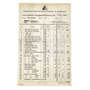 Original WWII Dutch NSB propaganda stock list Haarlem