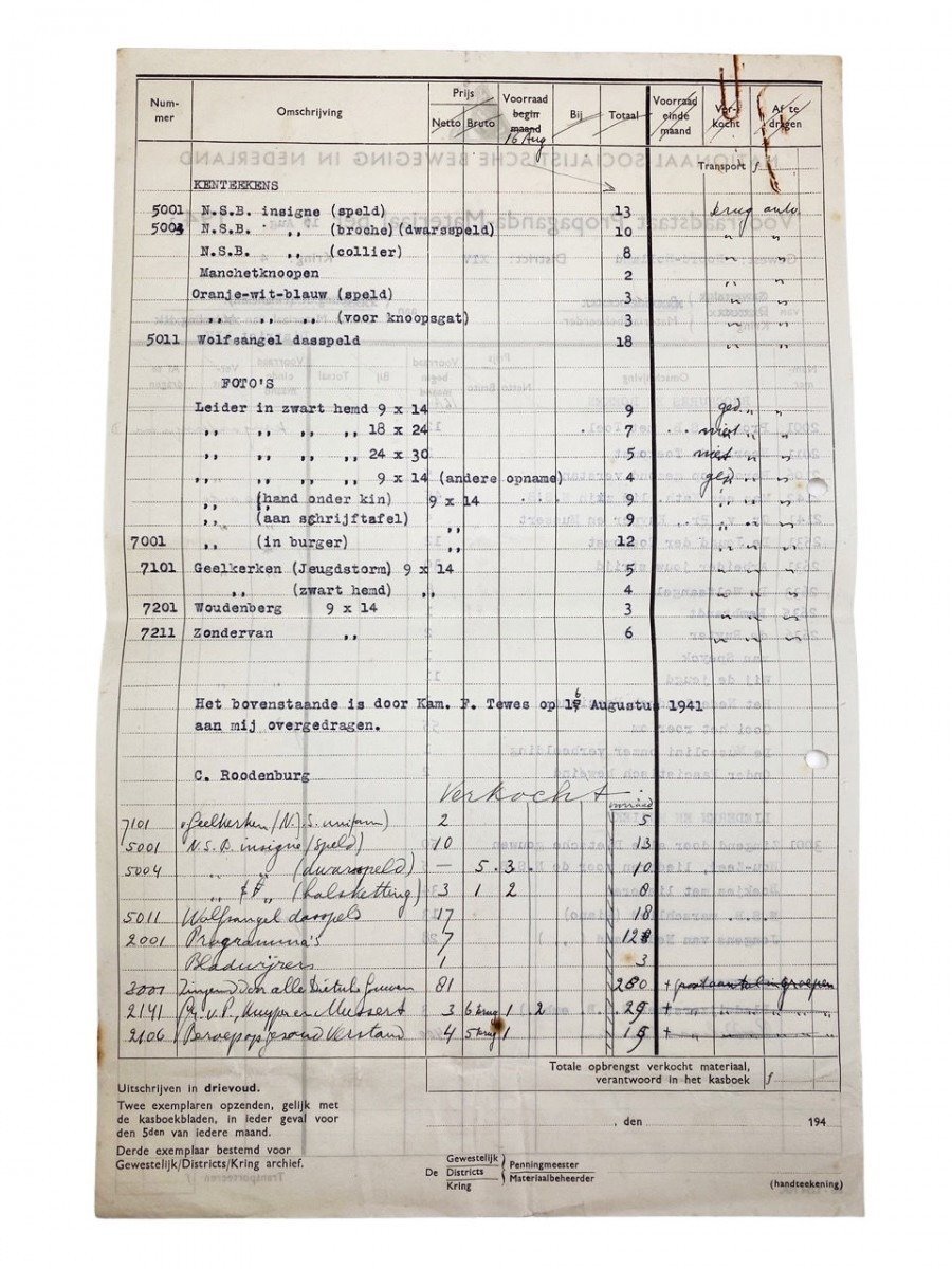 Original WWII Dutch NSB propaganda stock list Haarlem — image 4