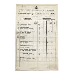 Original WWII Dutch NSB propaganda stock list Haarlem