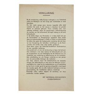Original WWII Dutch Studentenfront leaflet