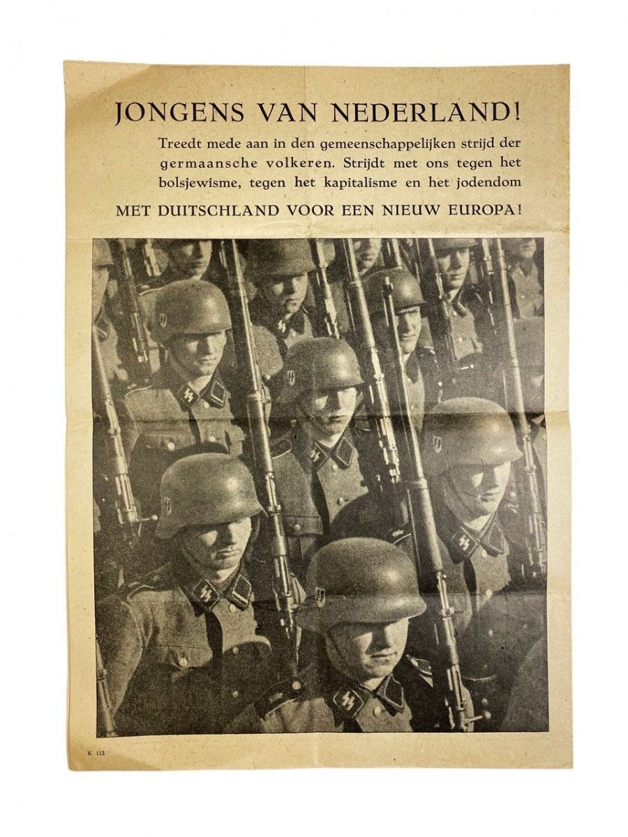Original WWII Dutch Waffen-SS 'Freiwillige Legion Niederlande' recruitment flyer — image 3