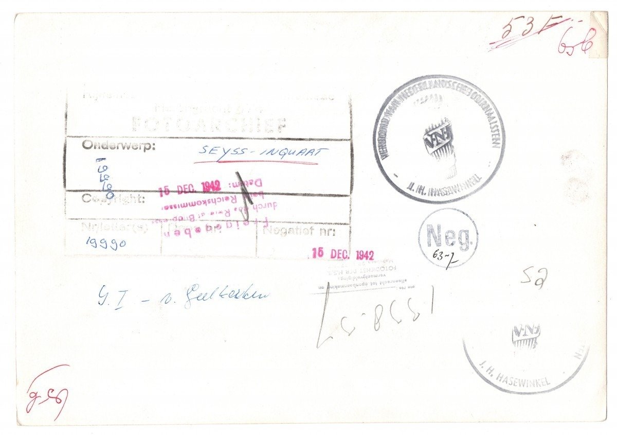 Original WWII Dutch SS large photo – Seyss-Inquart & Van Geelkerken — image 2