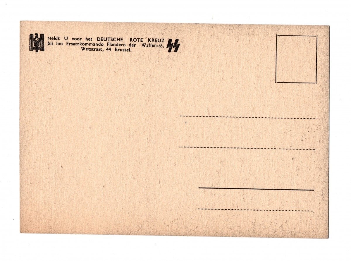 Original WWII Flemish Waffen-SS DRK post card — image 2