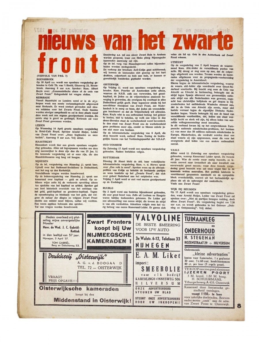 Original WWII Dutch collaboration newspaper – Zwart Front — image 7
