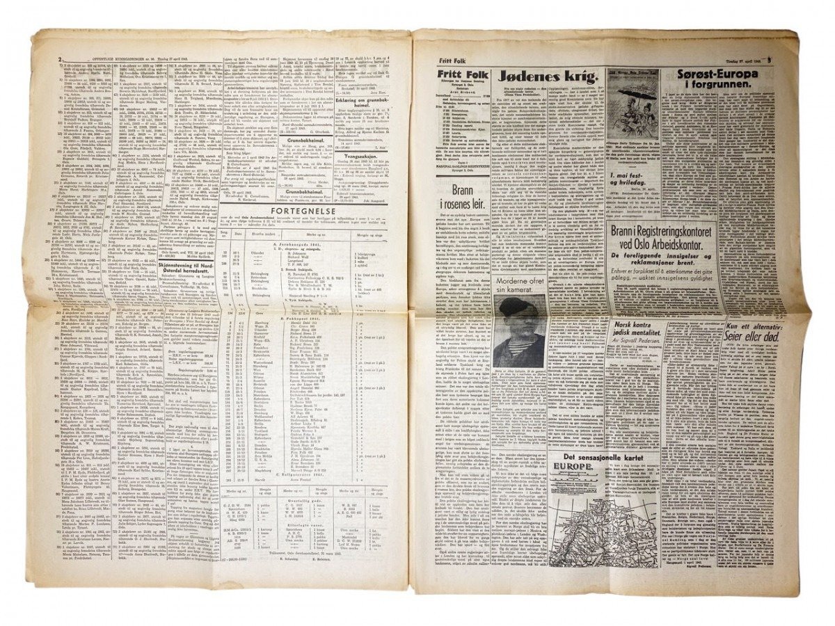 Original WWII Norwegian collaboration Nasjonal Samling newspaper – Fritt Folk — image 10