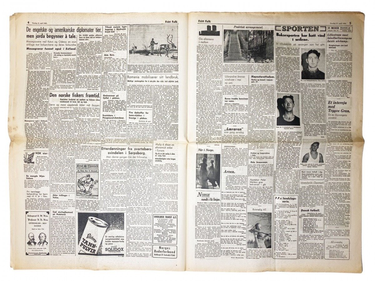 Original WWII Norwegian collaboration Nasjonal Samling newspaper – Fritt Folk — image 11