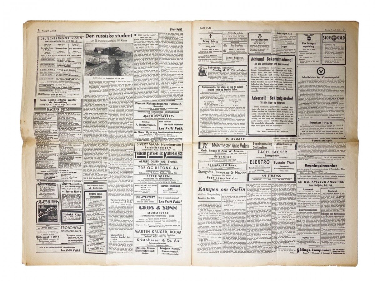 Original WWII Norwegian collaboration Nasjonal Samling newspaper – Fritt Folk — image 12