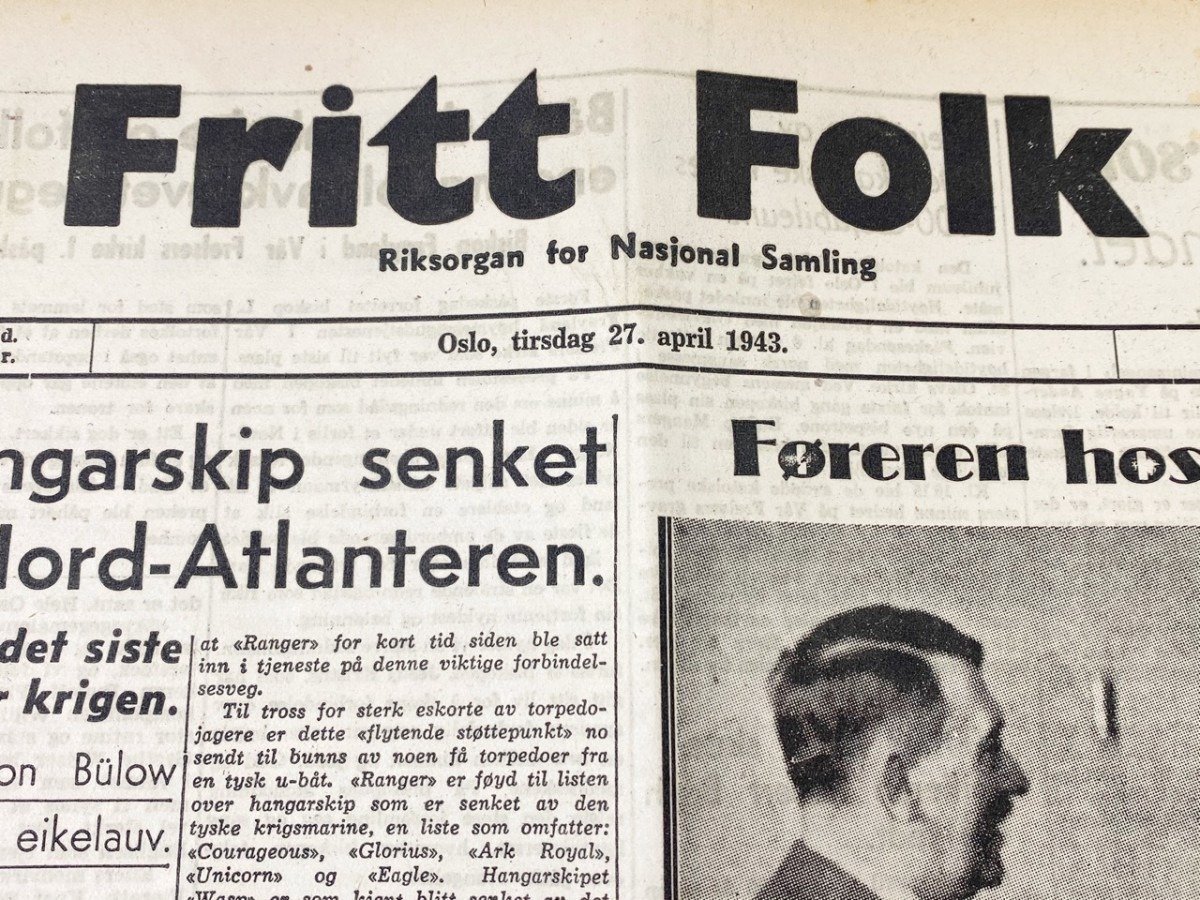 Original WWII Norwegian collaboration Nasjonal Samling newspaper – Fritt Folk — image 2
