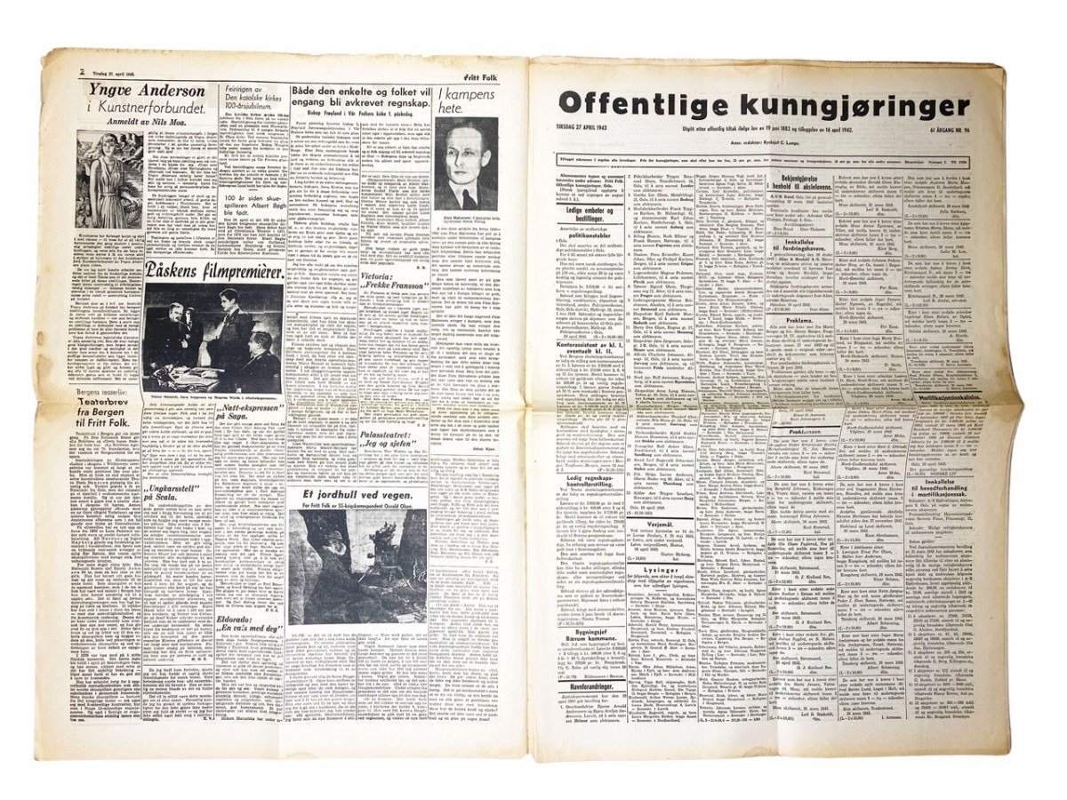 Original WWII Norwegian collaboration Nasjonal Samling newspaper – Fritt Folk — image 5
