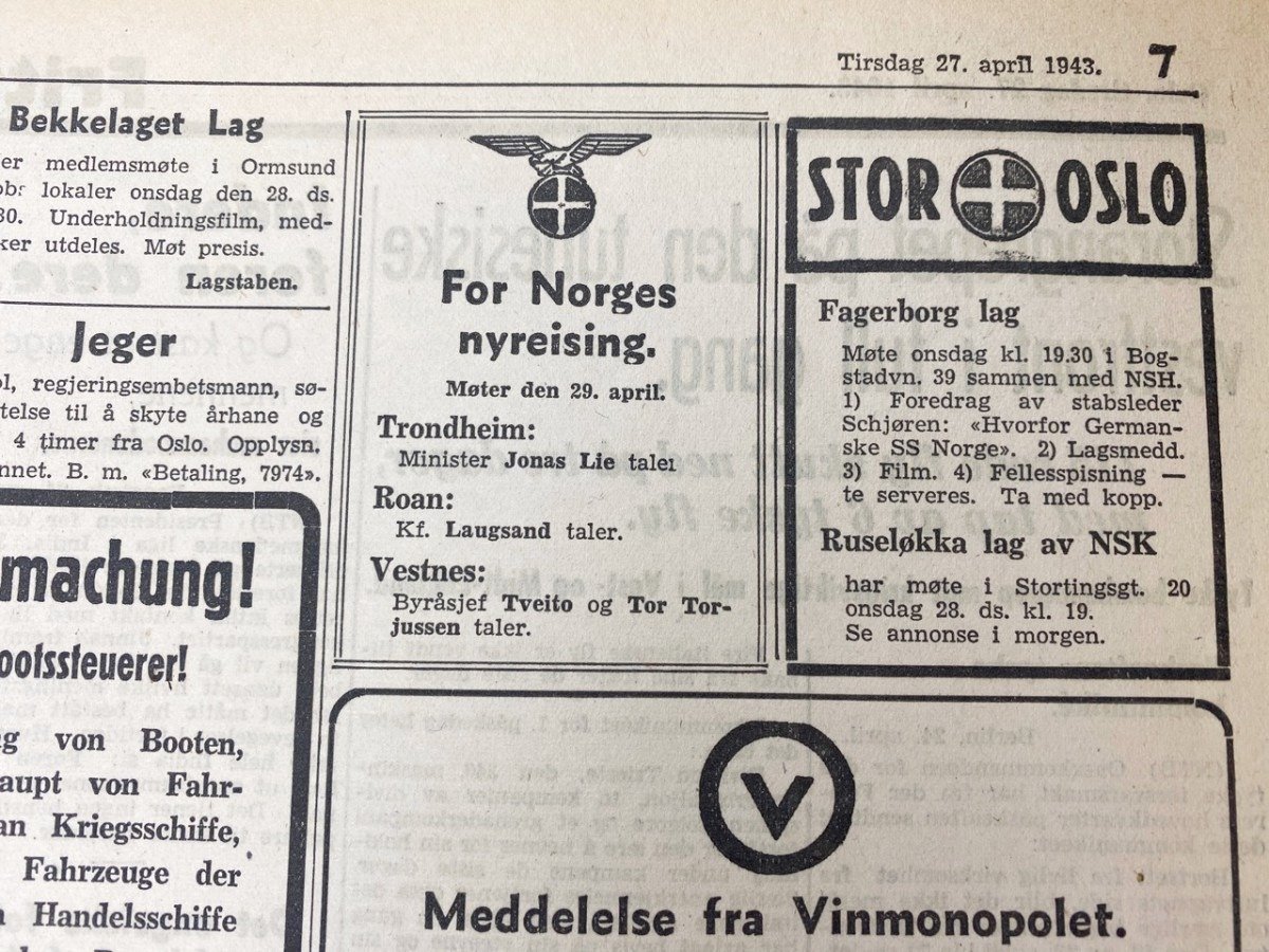 Original WWII Norwegian collaboration Nasjonal Samling newspaper – Fritt Folk — image 9