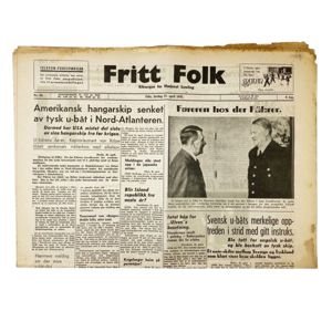 Original WWII Norwegian collaboration Nasjonal Samling newspaper – Fritt Folk