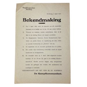 Original WWII Dutch announcement leaflet 'Kampfkommandant Doesburg'