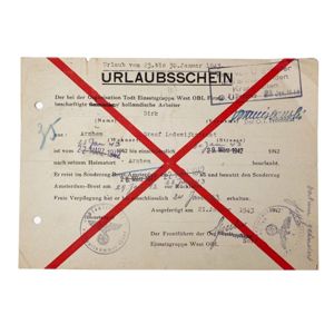 Original WWII Dutch Org. Todt volunteer Urlaubsschein from Arnhem