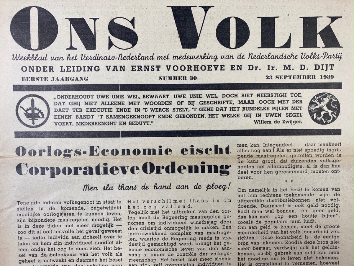 Original WWII Dutch collaboration newspaper – Ons Volk 'Verdinaso Nederland' — image 3