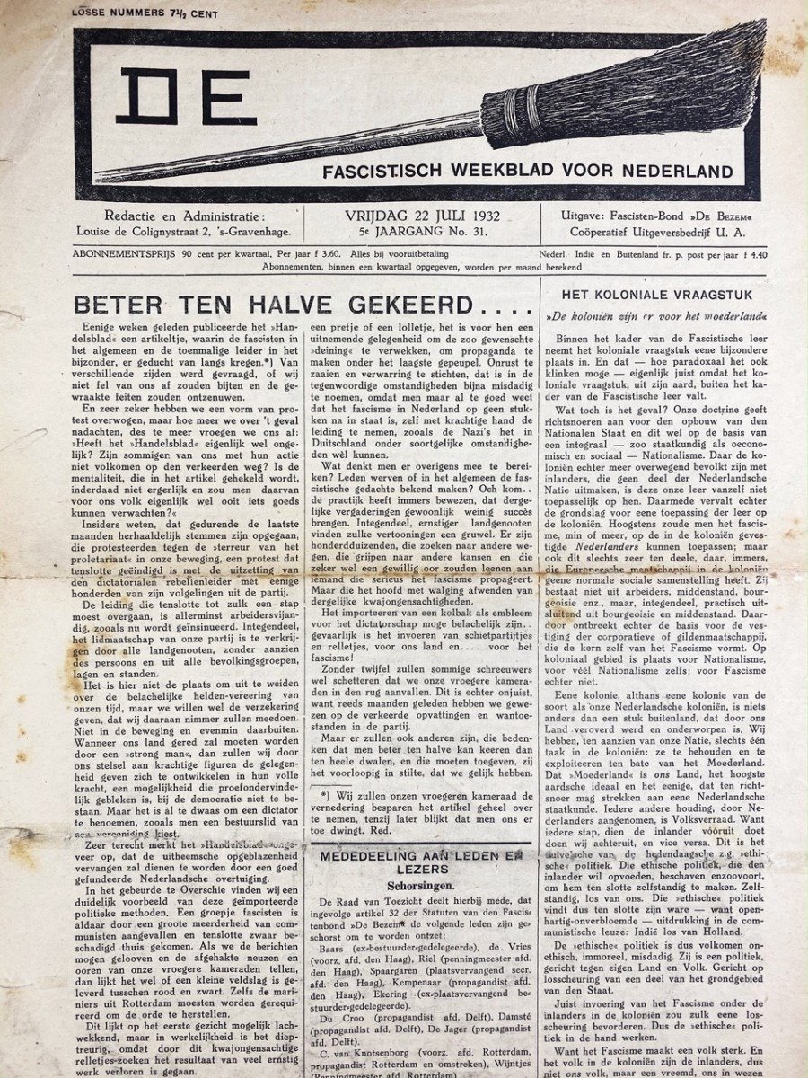 Original WWII Dutch fascists/collaboration newspaper – De Bezem — image 2