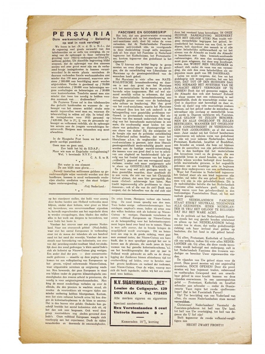 Original WWII Dutch fascists/collaboration newspaper – De Bezem — image 5