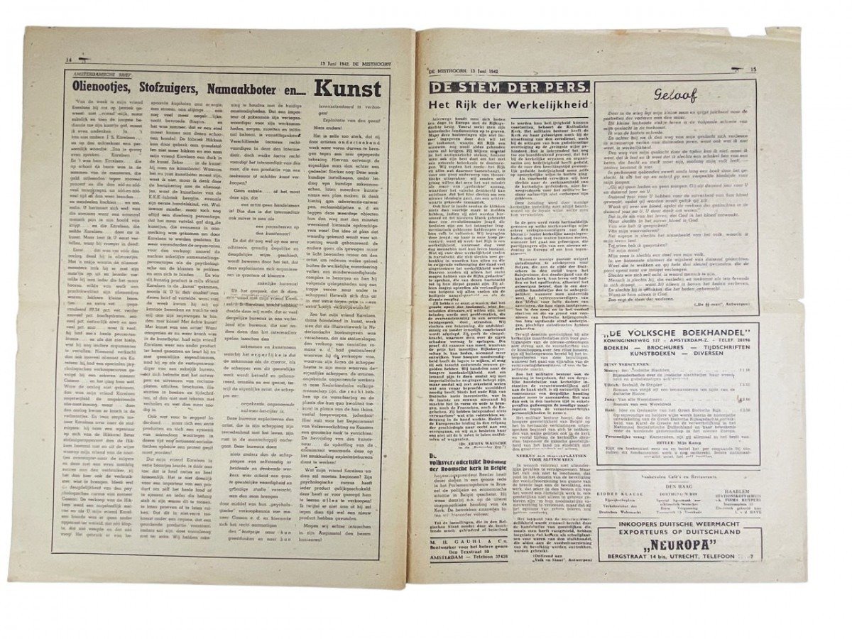 Original WWII Dutch collaboration newspaper – De Misthoorn — image 10