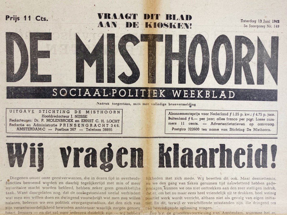 Original WWII Dutch collaboration newspaper – De Misthoorn — image 2