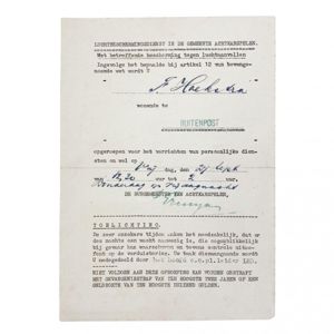 Original WWII Dutch 'Luchtbeschermingsdienst' document Achtkarspelen – Buitenpost